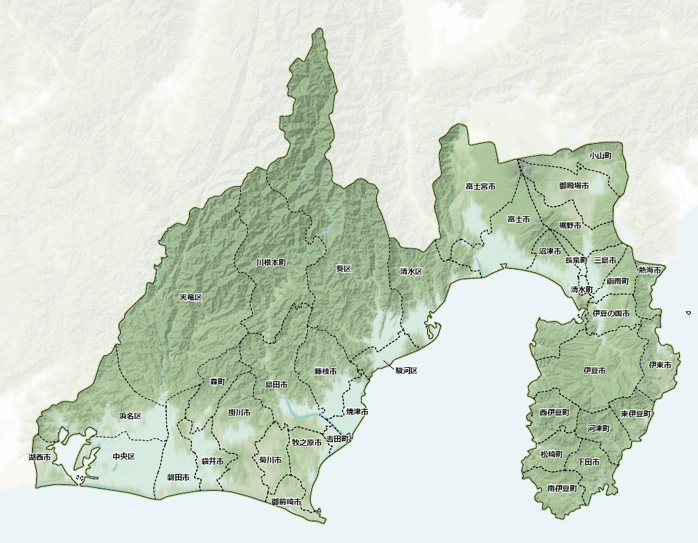 静岡県大気汚染常時監視測定局位置図